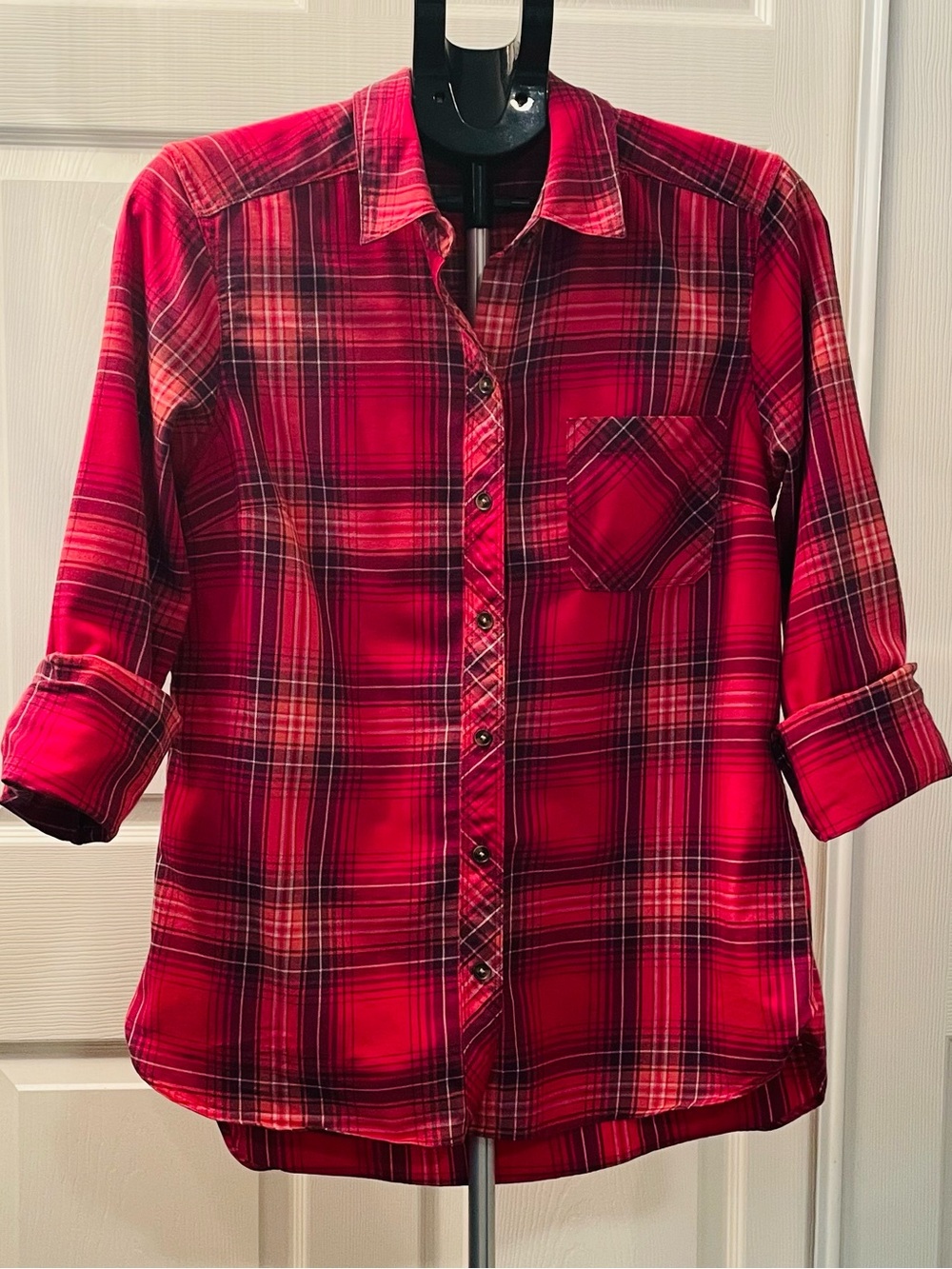 Eddie Bauer Red Plaid Button-Down Shirt